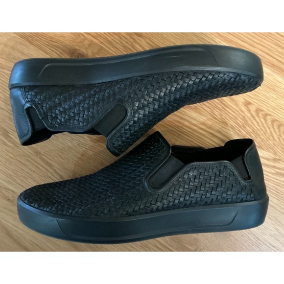 ECCO Black Woven Leather Slip On Loafers Made in Portugal Men's 12 EU 46 - Picture 4 of 10